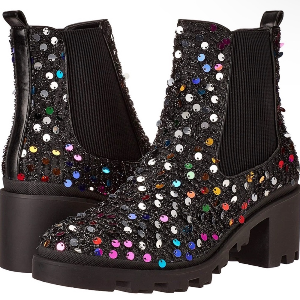 Betsey johnson rowann boots colorful sequins perfect for swifties
